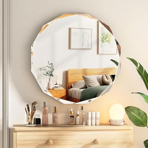 20x20 Inch Bathroom Mirrors for Over Sink, Round Frameless Mirrors for Wall