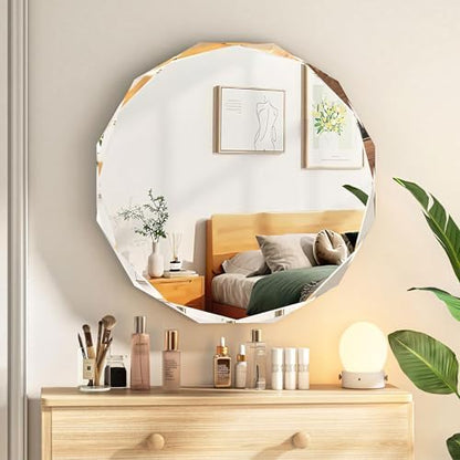 20x20 Inch Bathroom Mirrors for Over Sink, Round Frameless Mirrors for Wall