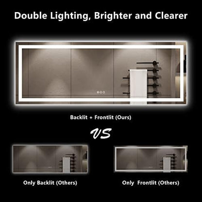 96x36 LED Bathroom Mirror with Lights, Lighted Vanity Mirror