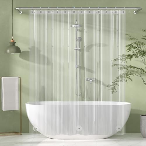 Amazer Long Shower Curtain Liner with Magnets, 72 x 78 Plastic Clear Shower Liner PEVA Waterproof Medium Weight Inside Shower Curtains Liner for Bathroom with Rustproof Grommets