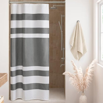 Madison Park Spa Waffle Weave Stall Shower Curtain, 36 x 72, Charcoal