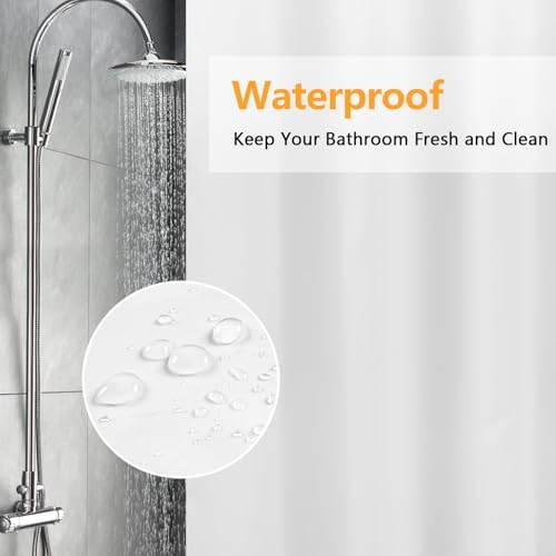 Seenus Waterproof Fabric Small Shower Curtain with 3 Weighted Magnets, 60 x 60 inch White Cloth Shower Liner Washable for Walk in Tub, RV Shower Curtains for Camper
