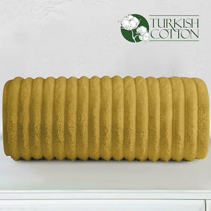 Elegant Comfort 100% Turkish Cotton Corduroy Ribbed Luxury Jumbo Bath Towel Ultra Soft - 35 x 70 Inch - Luxury Spa Premium Hotel Quality Highly Absorbent and Quick Dry Large Bath Towel, Gold