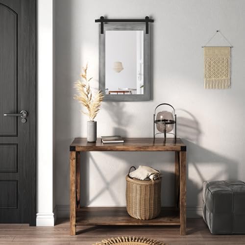 COGOOD Farmhouse Barn Door Mirror - 26 x 17 Grey