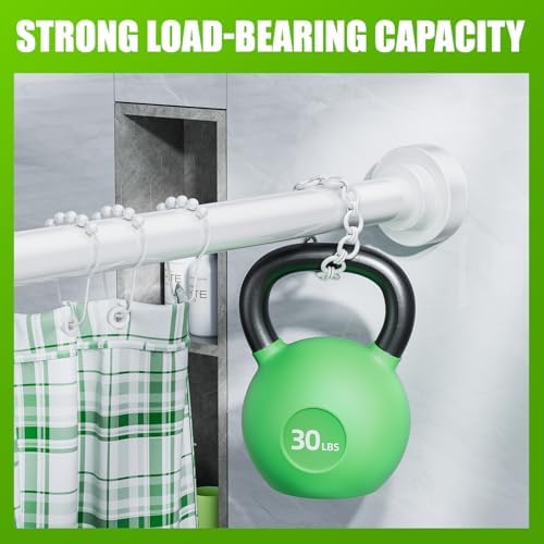 Ausemku Shower Curtain Rod Tension - 32-80 Inch Never Rust Non-Slip Spring Tension Curtain Rod No Drilling Stainless Steel Curtain Rod Use Bathroom Kitchen（White）
