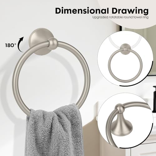 4-Piece Brushed Nickel Bathroom Hardware Accessories Set, 24 Inch Towel Bar, Towel Rack, Bathroom Towel Holder