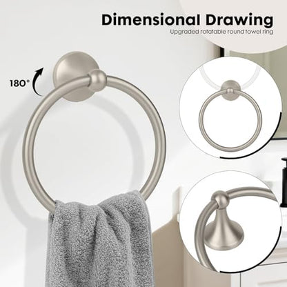 4-Piece Brushed Nickel Bathroom Hardware Accessories Set, 24 Inch Towel Bar, Towel Rack, Bathroom Towel Holder