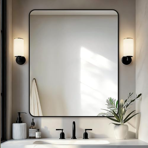 Delma Bathroom Vanity Mirror, Black Framed Mirror for Over Sink, 36x30