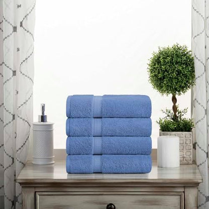 SUPERIOR Egyptian Cotton Plush & Absorbent, Hand Towel Set of 4, Denim Blue