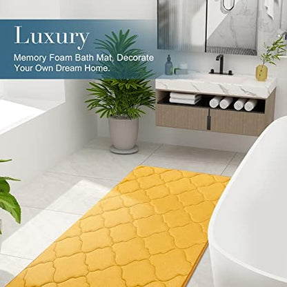 OLANLY Memory Foam Bath Mat Rug 44x24, Ultra Soft Bathroom Rugs, Yellow