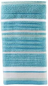 SKL Home Seabrook Stripe Hand Towel Set-2pc, Premium 100% Cotton, Teal