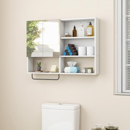 Bathroom Wall Cabinet, Medicine Cabinet with Mirror, White