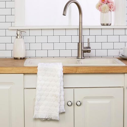 SKL Home Heart Jacquard Hand Towel Set-2pc, 100% Turkish Cotton, White