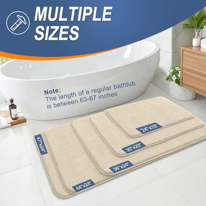 OLANLY Thick Memory Foam Small Bathroom Rug 24x16, Absorbent Bath Mat, Sand