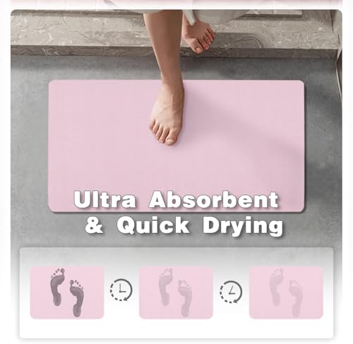 TYUU Thin Toilet Rug, Bathroom Rugs Non Slip, 20x24 U Shape Pink