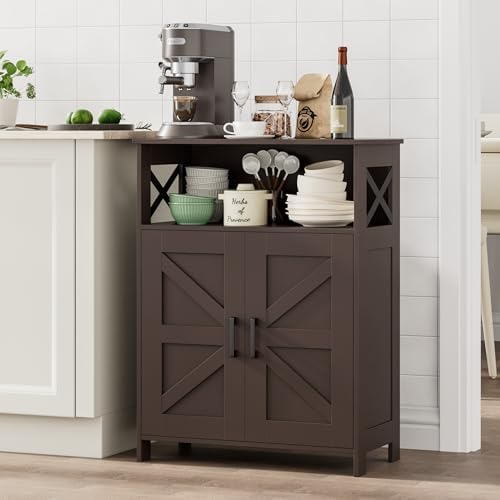 Homhedy Farmhouse Bathroom Storage Cabinet with Doors, Small Floor Cabinet