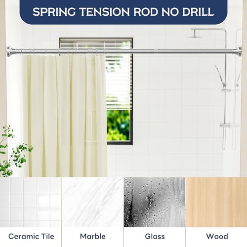 Adjustable Shower Curtain Rod 31-104 Inch, Never Rust Stainless Steel Silver Tension Rod, 1" Heavy Duty No-Drill for Bathroom, Kitchen & Closet