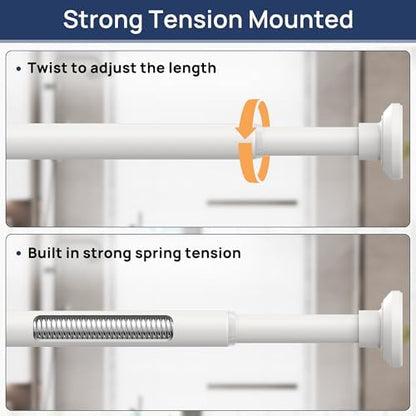 ENJOYBASICS 1" White Shower Curtain Rod, 30-52" Adjustable, Secure Tension