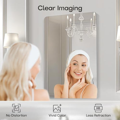 USHOWER Frameless Bathroom Mirror for Over Sink, 24x36 Inch