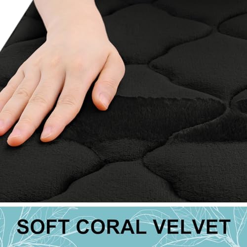 OLANLY Memory Foam Bath Mat Rug 24x16, Ultra Soft Bathroom Rugs, Black