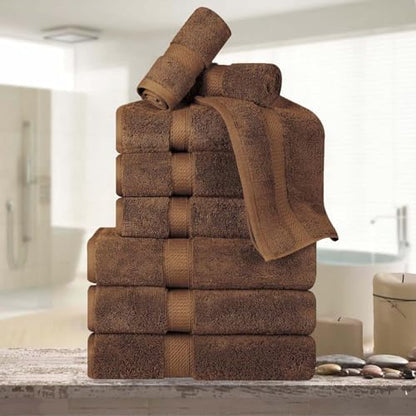 Superior Egyptian Cotton 800 GSM Plush & Absorbent, 9 Piece Set, Chocolate