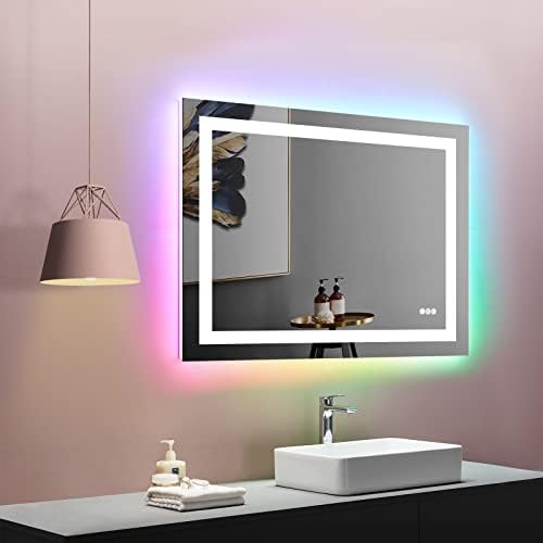 LOAAO 40"X32" RGB LED Bathroom Mirror with Lights, UL Listed