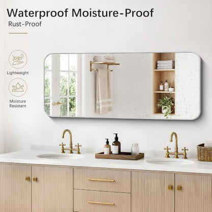 DESBING 55"x24" Bathroom Mirror for Over Sink, Silver Framed Wall Mirror