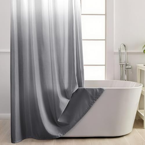 No Hook Shower Curtain and Liner Set for Bathroom, Ombre Grey, 71" x 84"