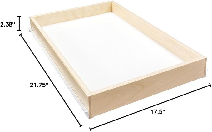 Sliding Pull-Out Shelf For Cabinets (Kitchen Cupboards, Pantry Drawers, Bathroom Storage, etc.) 2 3/8" Tall - 21 3/4" Deep - Includes 3/4 Slides & Base Mounting - Clear Opening Width: (30.625" (5/8))