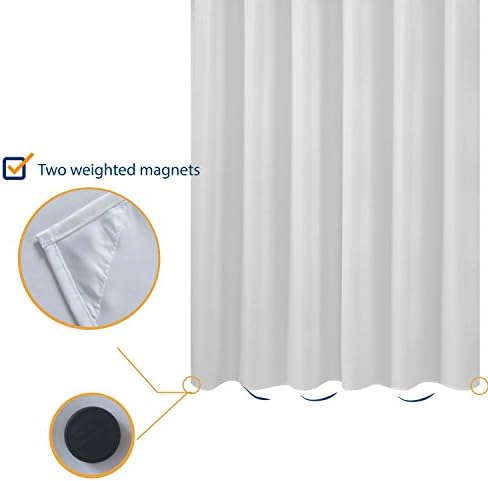 N&Y HOME Short Fabric Shower Curtain Liner 72 x 65 Shorter Length, White