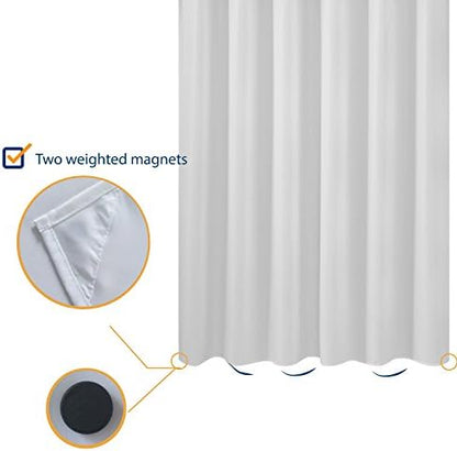 N&Y HOME Short Fabric Shower Curtain Liner 72 x 65 Shorter Length, White