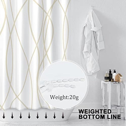 Striped Shower Curtain for Bathroom, Beige Khaki, 72" W x 72" L