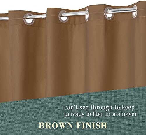 No Hook PEVA Shower Curtain or Liner, Standard Size 71 x 74, Brown