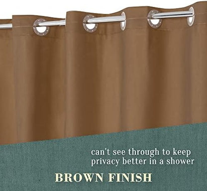 No Hook PEVA Shower Curtain or Liner, Standard Size 71 x 74, Brown