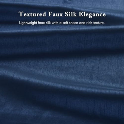 Madison Park Amherst 72 x 72 Bathroom Shower Curtain, Faux Silk, Navy