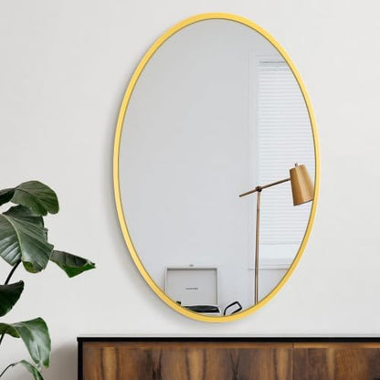 Delma 38x26 Gold Oval Bathroom Mirror for Over Sink, Aluminum Frame