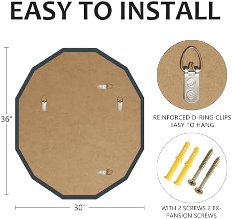 30x36 Inch Bathroom Mirrors for Over Sink, Round Frameless Mirrors for Wall