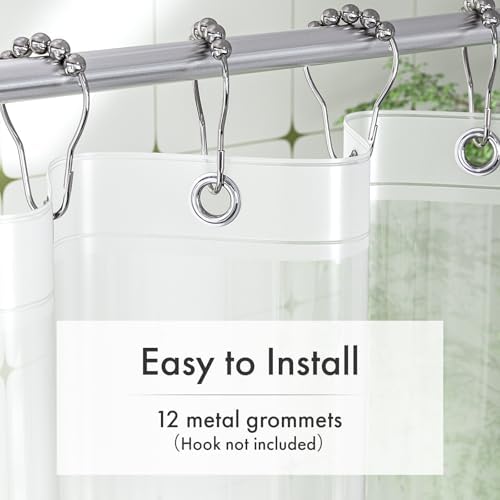 Amazer Frosted Shower Curtain Liner, 72x84 Plastic Shower Liner PEVA Medium Weight Inside Shower Curtain for Bathroom with Rustproof Grommets