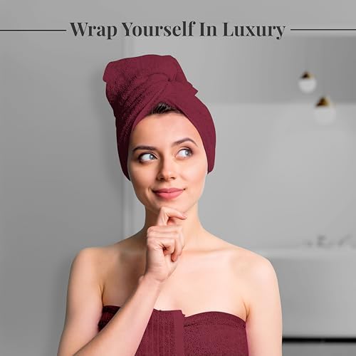 Tens Towels 8 Piece Towel Set, 2 XL Bath, 2 Hand, 4 Washcloth, Burgundy