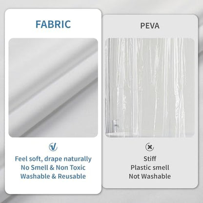 1 Pack Water-Repellent Fabric Shower Curtain Liner, 48x72 White
