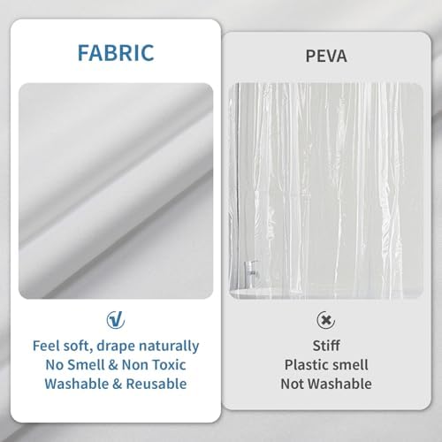 1 Pack Long Water-Repellent Fabric Shower Curtain Liner,72x78 White