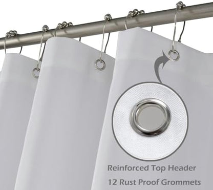 N&Y HOME 108 inch Extra Long Shower Curtain or Liner Fabric, White, 72x108