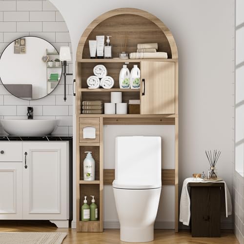 Spurgehom Over Toilet Storage Cabinet, Bathroom Arch Organizer,Wood