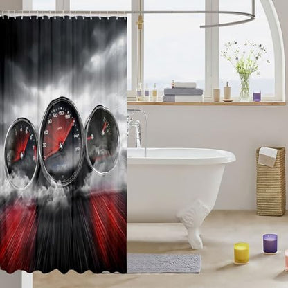 Car Waterproof Shower Curtains Race Car Fabric Bathroom Shower Curtain for Kids Boys Girls Cool Extreme Sports Theme Shower Curtain with Hooks Luxury Automobile Style Decor Curtain,72x84 Inches