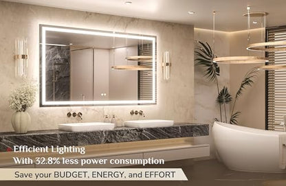 Keonjinn 60x36 Inch LED Bathroom Mirror with Lights, Frontlit & Backlit