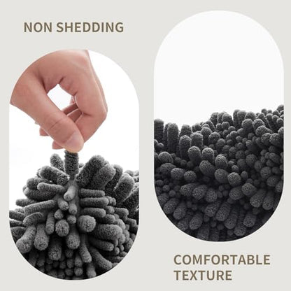 Bathroom Rugs Non Slip Washable, Extra Thick Soft Chenille Absorbent Bath Mat, High Density Barrier Non Slip Backing, Quick Dry Plush Shaggy Floor Carpet for Tub&Shower 24x17, Darkgrey