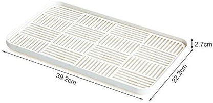 2-in-2 Kitchen Sink Caddy Organizer with Plastic Drain Grate, Double-Layer Drain Sponge Soap Holder & Food Fruit Vegetable Drain Tray for Sink Countertop Home Kitchen Restaurant Hotel, White (1 Pack)