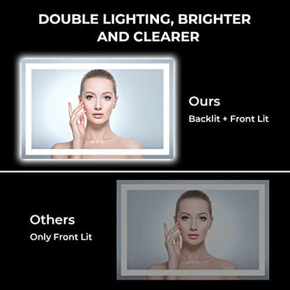 55x36 LED Bathroom Mirror with Lights, Lighted Vanity Mirror