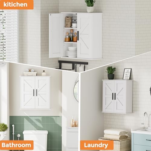 Homleke Bathroom Wall Cabinet, Medicine Cabinet with Adjustable Shelves