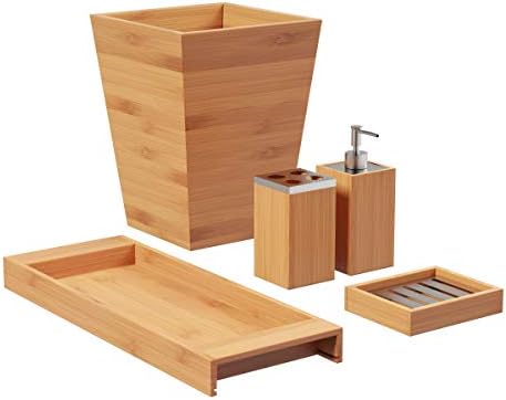 Lavish Home Bathroom Decor Set, Natural, 5-Piece-Set